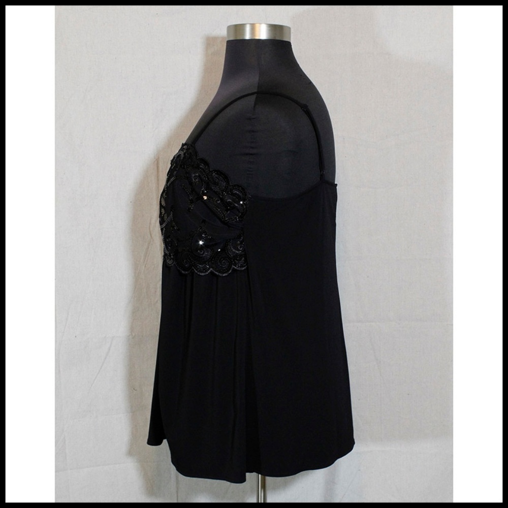 LB Black Camisole-style Top w/ Lace Bandeau Accent - Picture 2 of 6